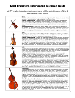 AISD Orchestra Instrument Selection Guide