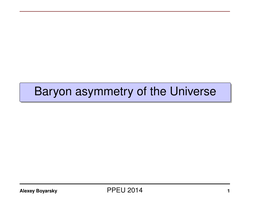 Baryon Asymmetry of the Universe
