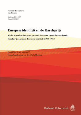 Europese Identiteit En De Karelsprijs