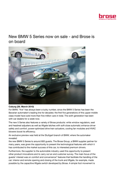 New BMW 5 Series Now on Sale - and Brose Is on Board