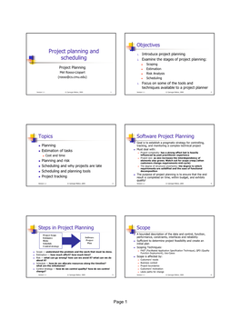 Project Planning and Scheduling