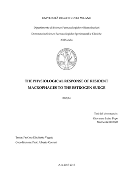 The Physiological Response of Resident Macrophages to the Estrogen Surge