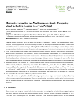 Comparing Direct Methods in Alqueva Reservoir, Portugal