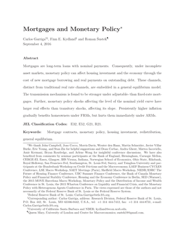 Mortgages and Monetary Policy∗