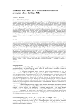 El Museo De La Plata En El Avance Del Conocimiento Geológico a Fines Del Siglo XIX