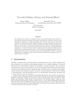 Two-Sided Markets, Pricing, and Network Effects