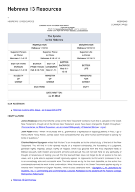 Hebrews 13 Resources