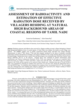 Assessment of Radioactivity and Estimation of Effective