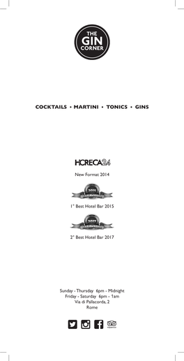 Cocktails Martini Tonics Gins