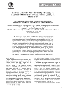 Extreme Ultraviolet Photoelectron Spectroscopy on Fluorinated Monolayers: Towards Nanolithography on Monolayers