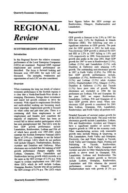 Regional Review the Relative Economic Growth Also Peaks in the Year 2001