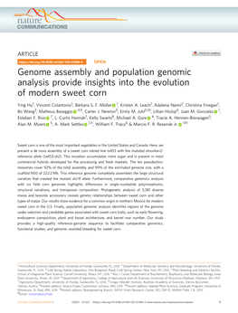 Genome Assembly and Population Genomic Analysis Provide Insights Into the Evolution of Modern Sweet Corn