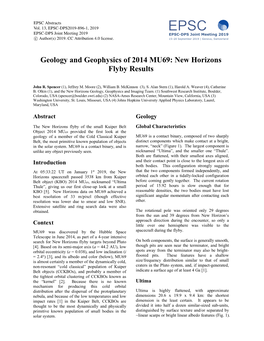 Geology and Geophysics of 2014 MU69: New Horizons Flyby Results