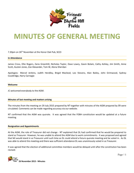 Minutes of General Meeting