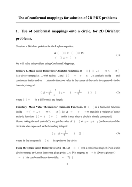 Use of Conformal Mappings for Solution of 2D PDE Problems 1. Use