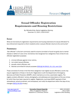 Sexual Offender Registration Requirements and Housing Restrictions