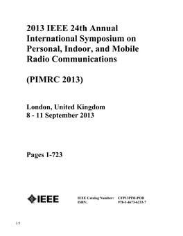 2013 IEEE 24Th Annual International Symposium on Personal, Indoor, and Mobile Radio Communications