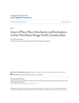 Sense of Place, Place Attachment, and Rootedness in Four West