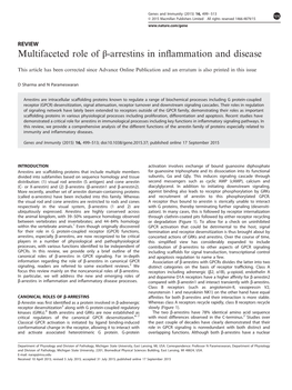 Multifaceted Role of Β-Arrestins in Inflammation and Disease