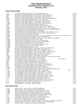 Plano Model Products Complete Product Reference List February 2017