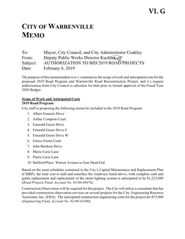 City of Warrenville Memo