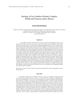 Geology of Las Cumbres Volcanic Complex, Puebla and Veracruz States, Mexico