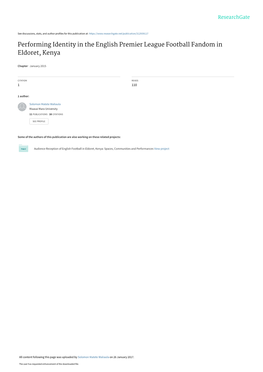 Performing Identity in the English Premier League Football Fandom in Eldoret, Kenya