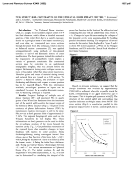 New Structural Constraints on the Upheaval Dome Impact Crater: T