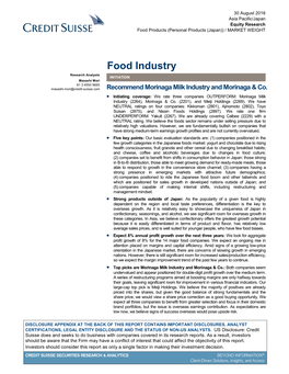 Food Industry Research Analysts INITIATION