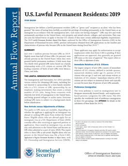 U.S. Lawful Permanent Residents: 2019