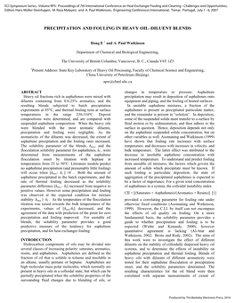 Precipitation and Fouling in Heavy Oil–Diluent Blends