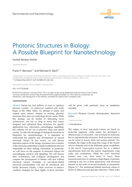 Photonic Structures in Biology: a Possible Blueprint for Nanotechnology