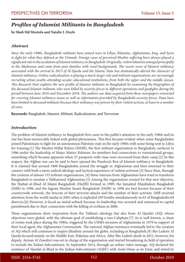 Profiles of Islamist Militants in Bangladesh by Shafi Md Mostofa and Natalie J