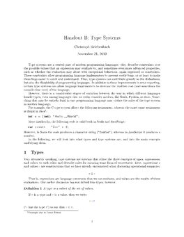 Handout B: Type Systems