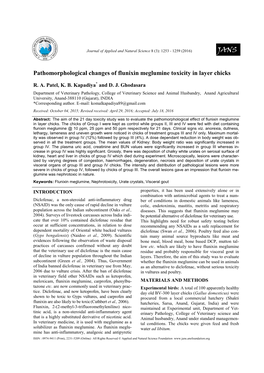 Pathomorphological Changes of Flunixin Meglumine Toxicity in Layer Chicks