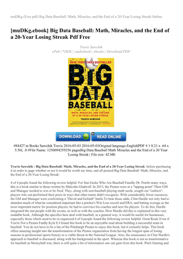 Big Data Baseball: Math, Miracles, and the End of a 20-Year Losing Streak Online