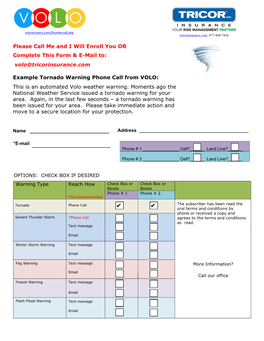 Volo@Tricorinsurance.Com Example Tornado Warning