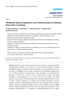 Membrane Drug Transporters and Chemoresistance in Human Pancreatic Carcinoma