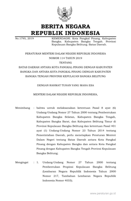 BERITA NEGARA REPUBLIK INDONESIA No.1795, 2019 KEMENDAGRI