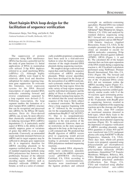 Short Hairpin RNA Loop Design for the Facilitation of Sequence Verification