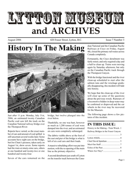 Lytton Museum and Archives Newsletter Volume 7 Issue 3