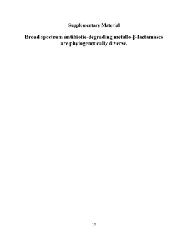 Broad Spectrum Antibiotic-Degrading Metallo-Β-Lactamases Are Phylogenetically Diverse