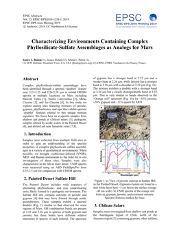 Characterizing Environments Containing Complex Phyllosilicate-Sulfate Assemblages As Analogs for Mars