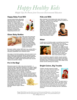 Happy Healthy Kids Helpful Tips for Parents from Grassroots Environmental Education