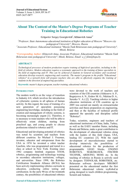 About the Content of the Master's Degree Programs of Teacher Training in Educational Robotics