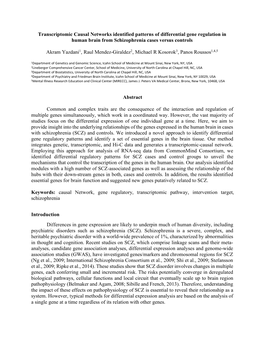 Transcriptomic Causal Networks Identified Patterns of Differential Gene Regulation in Human Brain from Schizophrenia Cases Versus Controls