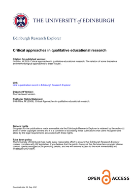 Critical Approaches in Qualitative Educational Research
