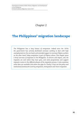 The Philippines' Migration Landscape”, in Interrelations Between Public Policies, Migration and Development in the Philippines, OECD Publishing, Paris