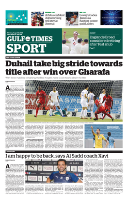 Duhail Take Big Stride Towards Title After Win Over Gharafa
