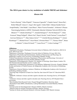 The MS4A Gene Cluster Is a Key Modulator of Soluble TREM2 and Alzheimer